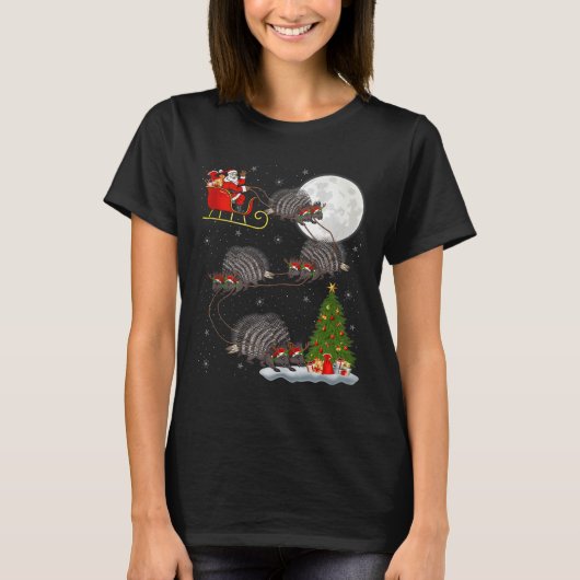 Rcune Santa Sleigh Flying Funny Magical Christmas  T-shirt (Voorkant)