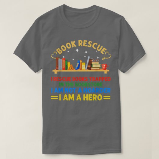 RD Book Rescue Literary Bookworm Book Lovers Manne T-shirt (Design voorkant)