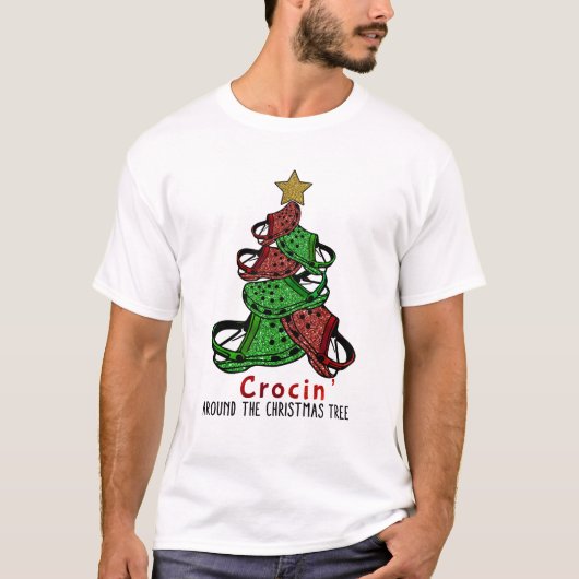 RD Crocin rond de kerstboom, grappige Christus T-shirt (Voorkant)