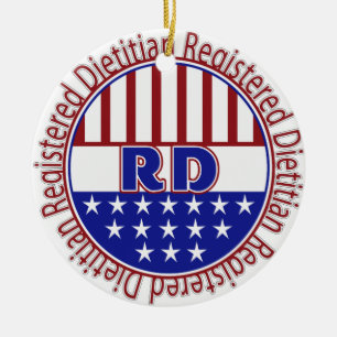RD geregistreerd Dietitiaan PATRIOTISCH LOGO Keramisch Ornament