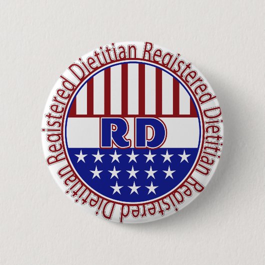 RD geregistreerd Dietitiaan PATRIOTISCH LOGO Ronde Button 5,7 Cm (Voorkant)