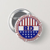 RD geregistreerd Dietitiaan PATRIOTISCH LOGO Ronde Button 5,7 Cm (Voorkant /achterkant)