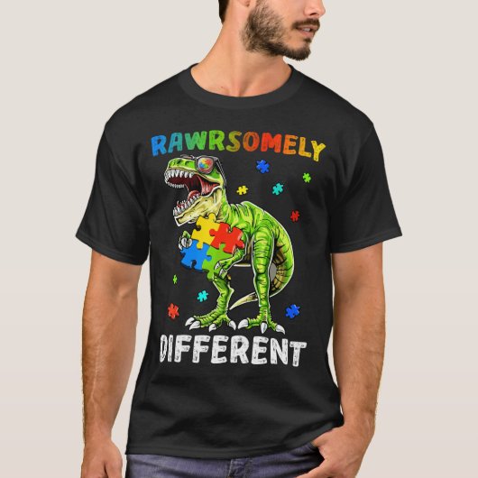 Rd Rawrsomely Different Dinosaur Autism Awareness T-shirt (Voorkant)