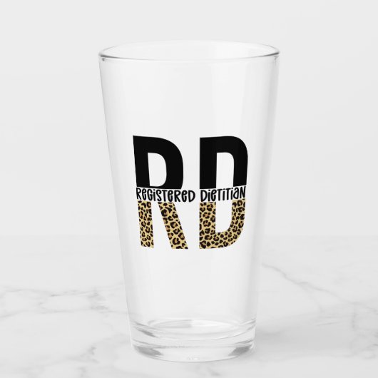 RD Registered Dietitian Cheetah Print RD Gifts Glas (Voorkant)