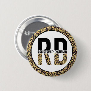 RD Registered Dietitian Cheetah Print RD Gifts Ronde Button 5,7 Cm