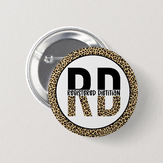 RD Registered Dietitian Cheetah Print RD Gifts Ronde Button 5,7 Cm (Voorkant /achterkant)
