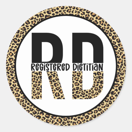 RD Registered Dietitian Cheetah Print RD Gifts Ronde Sticker (Voorkant)