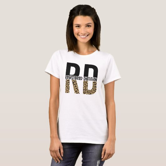 RD Registered Dietitian Cheetah Print RD Gifts T-shirt (Voorkant volledig)