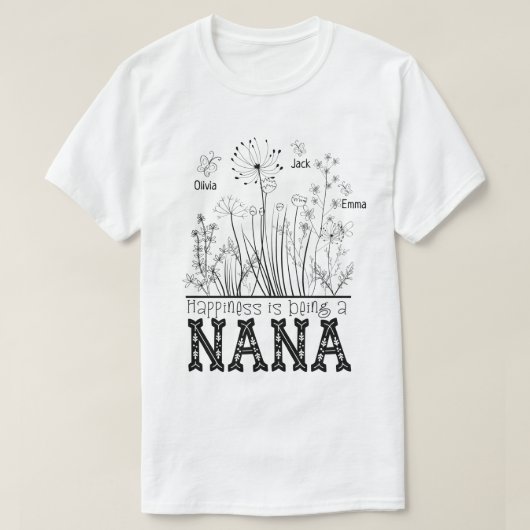 RD Speciaal grootma Wild met Grandchildren Names T-shirt (Design voorkant)
