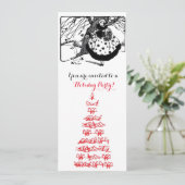 RDS TREE, CHRISTMAS LADY Black White Gem Red Kaart (Staand voorkant)