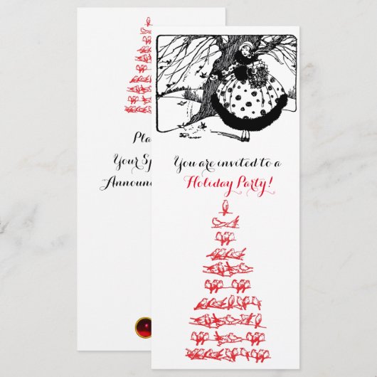 RDS TREE, CHRISTMAS LADY Black White Gem Red Kaart (Voorkant / Achterkant)