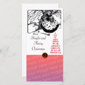 RDS TREE EN CHRISTMAS LADY Black White Gem Feestdagenkaart (Voorkant / Achterkant)