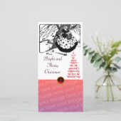 RDS TREE EN CHRISTMAS LADY Black White Gem Feestdagenkaart (Staand voorkant)