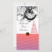 RDS TREE EN CHRISTMAS LADY Black White Gem Feestdagenkaart (Voorkant)