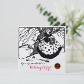 RDS TREE EN CHRISTMAS LADY Black White Gem Kaart (Staand voorkant)