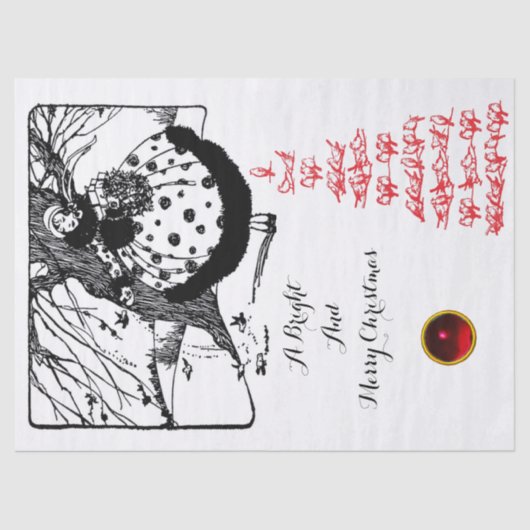 RDS TREE EN CHRISTMAS LADY Black White Gem Tissuepapier (Voorkant)