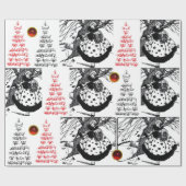 RDS TREE EN CHRISTMAS LADY Black White Red Pareltj Cadeaupapier (Vlak)