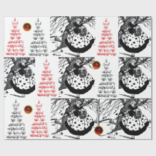 RDS TREE EN CHRISTMAS LADY Black White Red Pareltj Cadeaupapier
