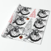 RDS TREE EN CHRISTMAS LADY Black White Red Pareltj Cadeaupapier (Uitgerold)