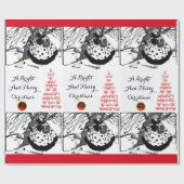 RDS TREE EN CHRISTMAS LADY Black White Red Pareltj Cadeaupapier (Vlak)