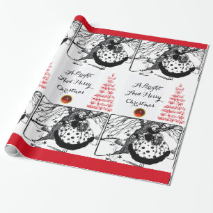 RDS TREE EN CHRISTMAS LADY Black White Red Pareltj Cadeaupapier