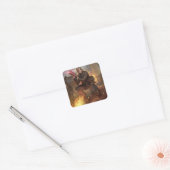 RE4 Leon in het dorp Vierkante Sticker (Envelop)