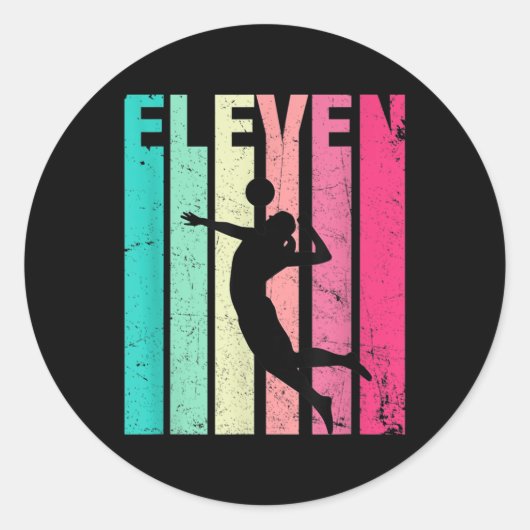 re Birthday Retro Volleyball Lovers Years Old Bir Ronde Sticker (Voorkant)