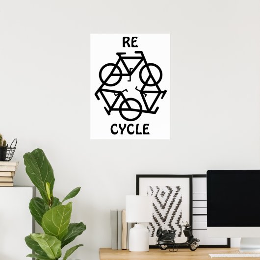 RE CYCLE Recycle Bicycle Symbol Poster (Thuiskantoor)