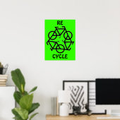 RE CYCLUS Recyclen fietsymbool Poster (Thuiskantoor)