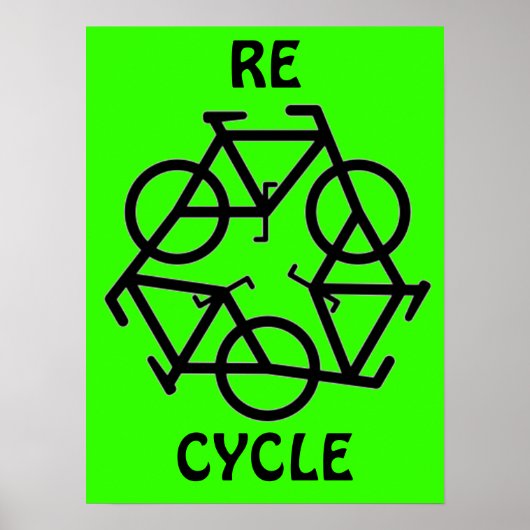 RE CYCLUS Recyclen fietsymbool Poster (Voorkant)