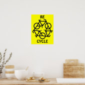 RE CYCLUS Recyclen fietsymbool Poster (Keuken)