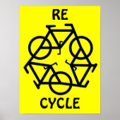 RE CYCLUS Recyclen fietsymbool Poster (Voorkant)