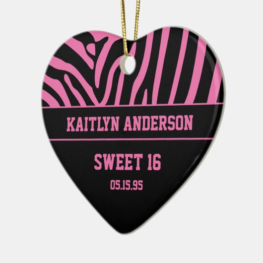 RE-DO Zebra Print en Roze snoepgoed 16 Keramisch Ornament (Links)