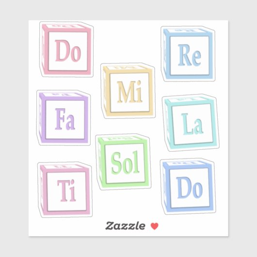 re Mi Fa Sol La Ti Solfege Musical.Baby Blokken Sticker (Vel)
