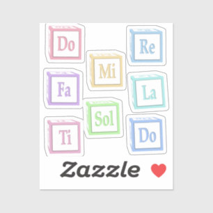 re Mi Fa Sol La Ti Solfege Musical.Baby Blokken Sticker
