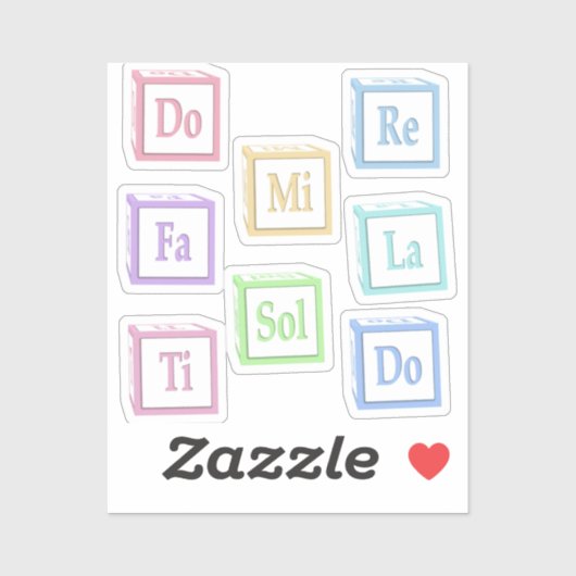 re Mi Fa Sol La Ti Solfege Musical.Baby Blokken Sticker (Vel)