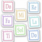 re Mi Fa Sol La Ti Solfege Musical.Baby Blokken Sticker (Voorkant)