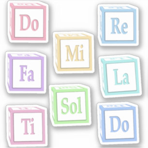 re Mi Fa Sol La Ti Solfege Musical.Baby Blokken Sticker