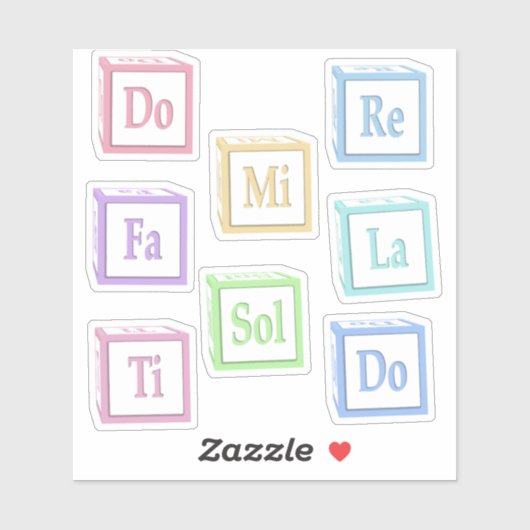 re Mi Fa Sol La Ti Solfege Musical.Baby Blokken Sticker (Vel)