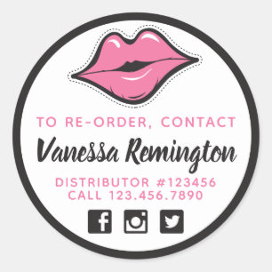 Re-order Pink Kiss Lipstick & Beauty Distributeur Ronde Sticker