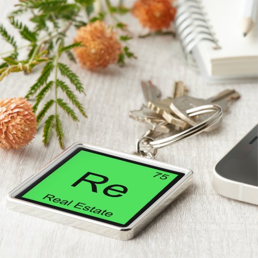 Re - Real Estate Chemistry Element Symbol Funny T Sleutelhanger (Zijkant)