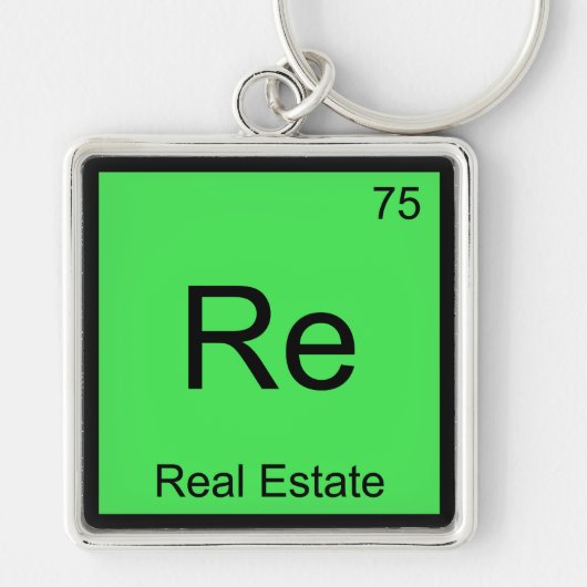 Re - Real Estate Chemistry Element Symbol Funny T Sleutelhanger (Voorkant)
