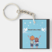 "Reach for the Sky – Motivational Cartoon Sleutelhanger (voorkant)