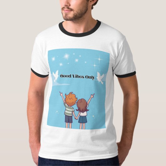 "Reach for the Sky – Motivational Cartoon T-Shirt  (Voorkant)