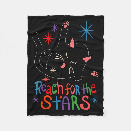 Reach For The Stars Funny Cat  Fleece Deken (Voorkant)