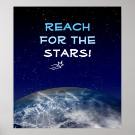 Reach for the Stars Planet Earth Flying Star Poster