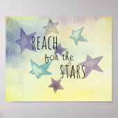reach for the stars quote on waterverf design poster (Voorkant)