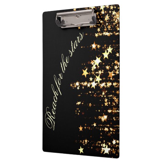 Reach for the stars Shooting Gold Stars on Black Klembord (Links)