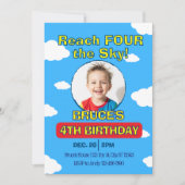 Reach FOUR the Sky, Picture Clouds 4th Birthday Kaart (Voorkant)