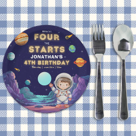 Reach Four the Stars Space Birthday 4th Papieren Bordje